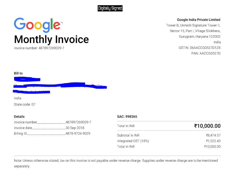 谷歌代理商按月帐单结算