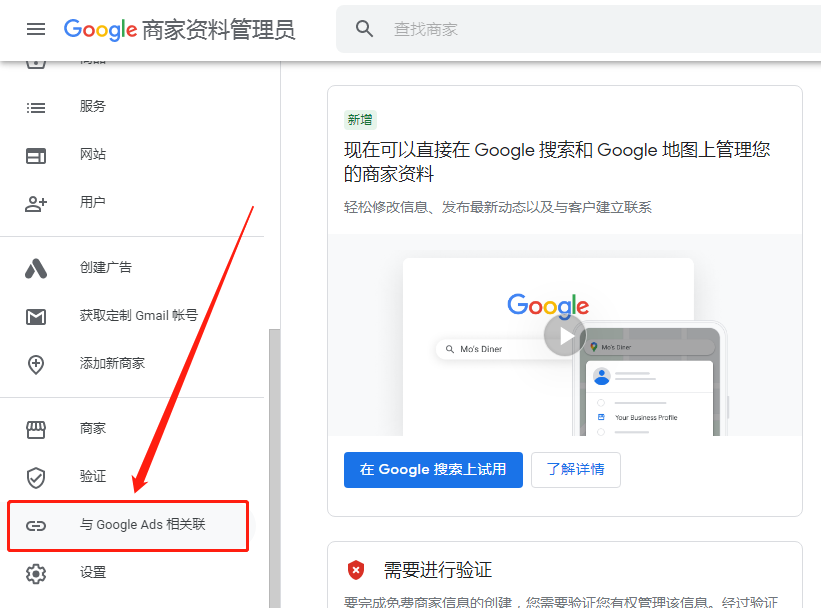 与Google Ads相关联